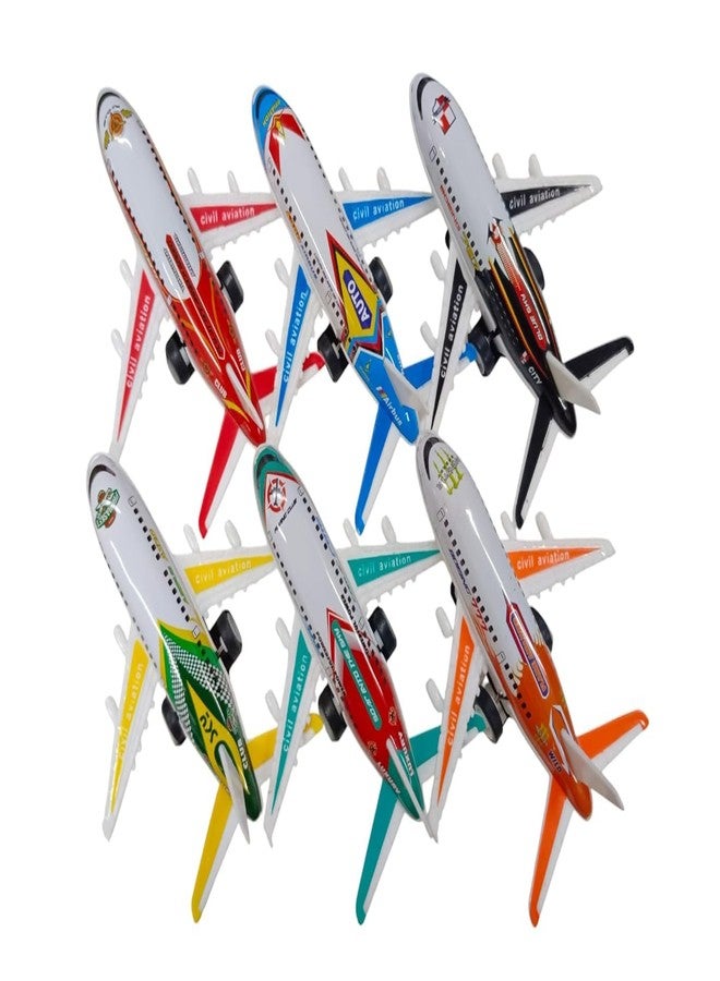 KITMEER Mini Metal Airplane Set for Kids | Push and Go Unbrekable Friction Powered Airplane Model Set Toys | Ideal Gift Or Return Gifts for Kids - Multicolor Pack of 6 - Image 1